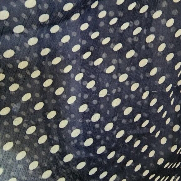 Eyeshadow Junior's Polka Dot Sheer V-Neck Half Sleeve Button-Down Blouse Medium - Picture 4 of 10